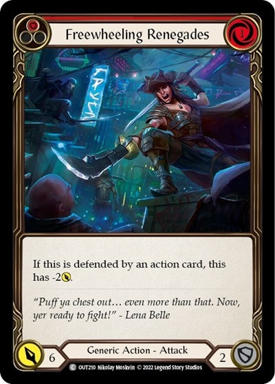 Freewheeling Renegades Red (OUT) #OUT210 Common (Rainbow Foil Near Mint) Outsiders Flesh and Blood TCG: 2023