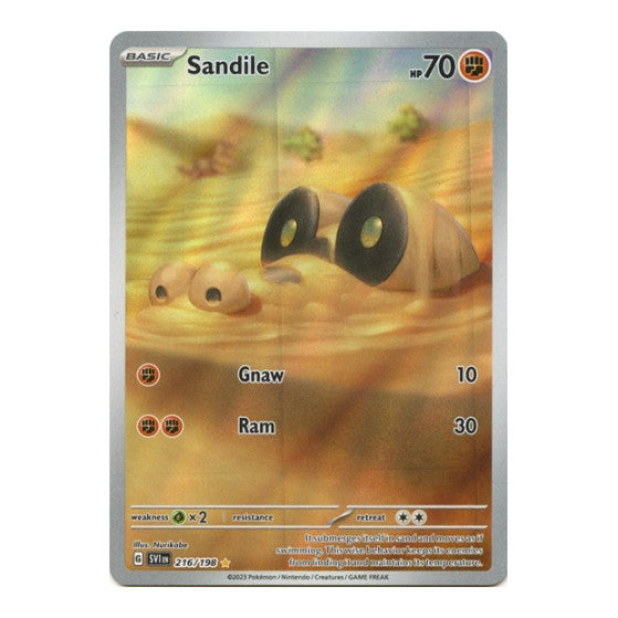 Sandile 216 198 (SVI) #216/198 Illustration Rare (Holofoil Near Mint) SV01: Scarlet & Violet Base Set Pokemon: 2023