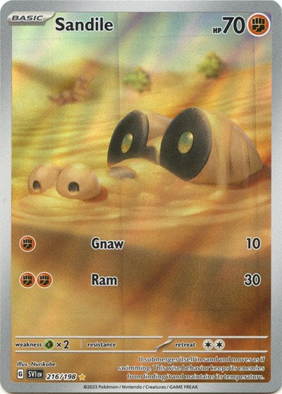 Sandile 216 198 (SVI) #216/198 Illustration Rare (Holofoil Near Mint) SV01: Scarlet & Violet Base Set Pokemon: 2023