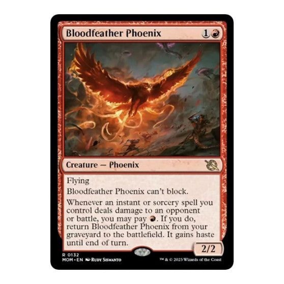 Bloodfeather Phoenix (MOM) #132 Rare (Foil Lightly Played) March of the Machine Magic: The Gathering: 2023