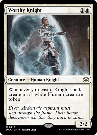 Worthy Knight (MOC) #217 Rare (Lightly Played) Commander: March of the Machine Magic: The Gathering: 2023
