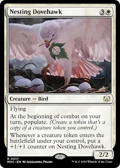 Nesting Dovehawk (MOC) #17 Rare (Near Mint) Commander: March of the Machine Magic: The Gathering: 2023