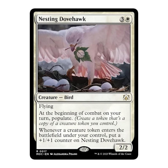 Nesting Dovehawk (MOC) #17 Rare (Near Mint) Commander: March of the Machine Magic: The Gathering: 2023