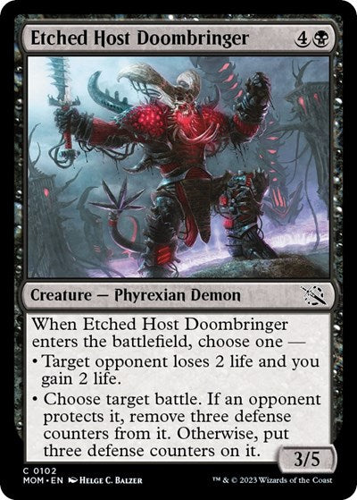 2023 Magic: March of the Machine (MOM) - Etched Host Doombringer (#102, Common)