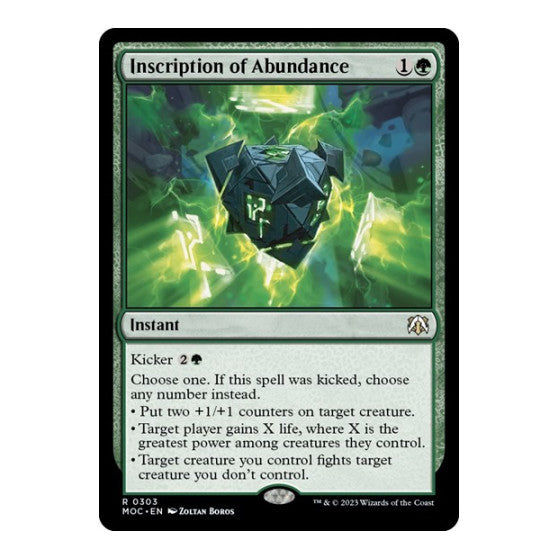 Inscription of Abundance (MOC) #303 Rare (Lightly Played) Commander: March of the Machine Magic: The Gathering: 2023