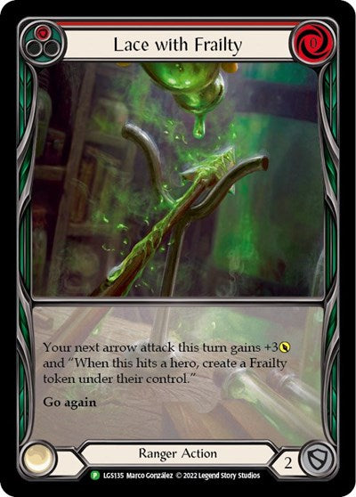 Lace with Frailty (Red) - LGS135 (PR) #LGS135 Promo (Rainbow Foil Near Mint) Flesh and Blood: Promo Cards Flesh and Blood TCG: 2019