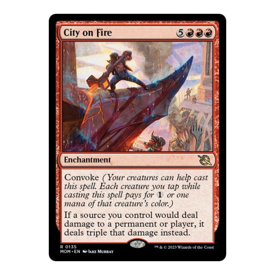 City on Fire (PPMOM) #135 Rare (Near Mint) Promo Pack: March of the Machine Magic: The Gathering: 2023