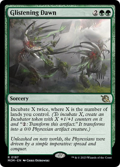 Glistening Dawn (PPMOM) #187p Rare (Lightly Played) Promo Pack: March of the Machine Magic: The Gathering: 2023