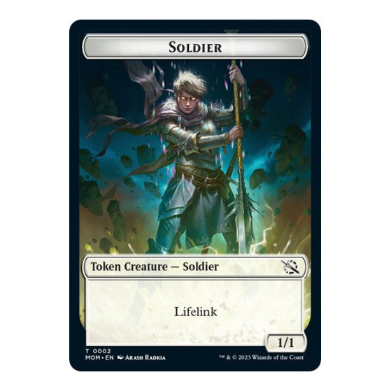 Soldier // Knight Double-Sided Token (MOM) #2 // 10 T (Foil Near Mint) March of the Machine Magic: The Gathering: 2023