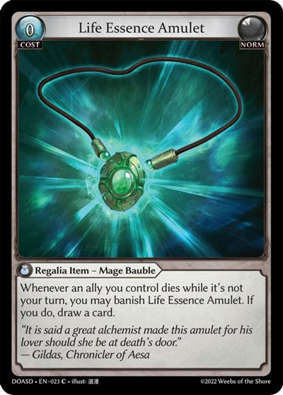 Life Essence Amulet (DOASD) #023 Common (Lightly Played) Dawn of Ashes Starter Decks Grand Archive TCG: 2023