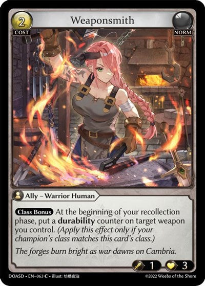 Weaponsmith (DOASD) #063 Common (Lightly Played) Dawn of Ashes Starter Decks Grand Archive TCG: 2023
