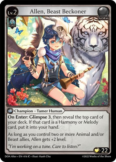 Allen, Beast Beckoner (DOA Alter) #016 Common (Lightly Played) Dawn of Ashes Alter Edition Grand Archive TCG: 2023