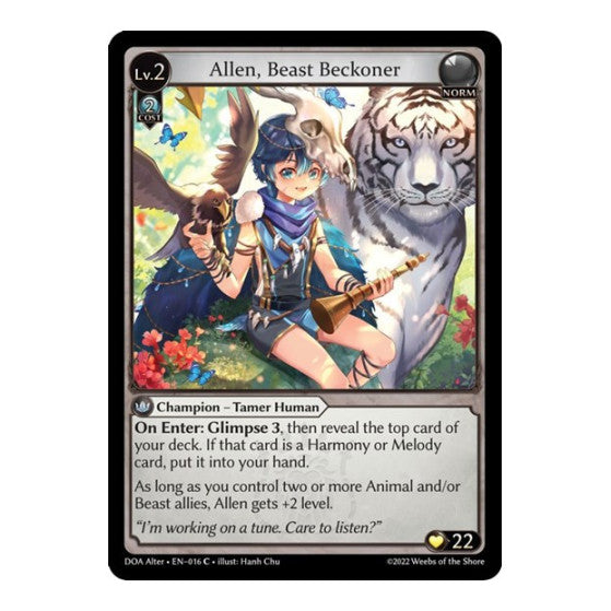 Allen, Beast Beckoner (DOA Alter) #016 Common (Lightly Played) Dawn of Ashes Alter Edition Grand Archive TCG: 2023