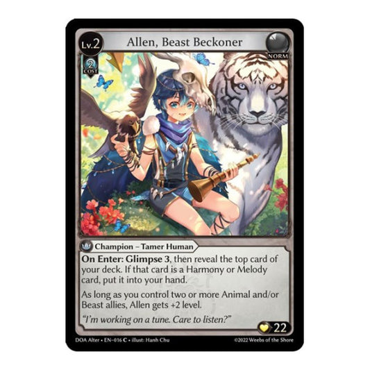 Allen, Beast Beckoner (DOA Alter) #016 Common (Lightly Played) Dawn of Ashes Alter Edition Grand Archive TCG: 2023