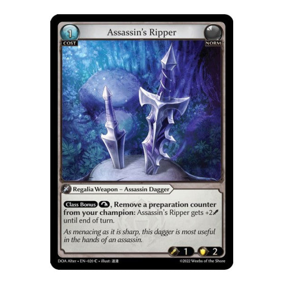 Assassin's Ripper (DOA Alter) #020 Common (Lightly Played) Dawn of Ashes Alter Edition Grand Archive TCG: 2023