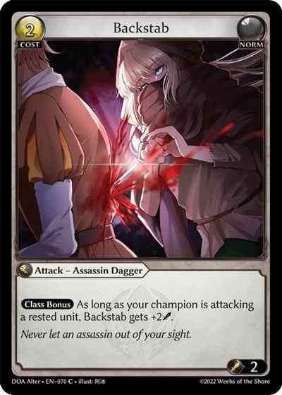 Backstab (DOA Alter) #070 Common (Lightly Played) Dawn of Ashes Alter Edition Grand Archive TCG: 2023