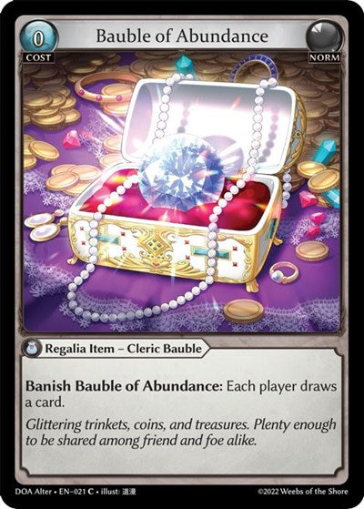 Bauble of Abundance (DOA Alter) #021 Common (Lightly Played) Dawn of Ashes Alter Edition Grand Archive TCG: 2023