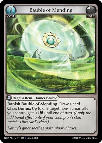 Bauble of Mending (DOA Alter) #022 Rare (Lightly Played) Dawn of Ashes Alter Edition Grand Archive TCG: 2023