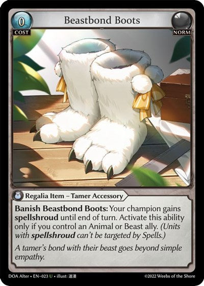 Beastbond Boots (DOA Alter) #023 Uncommon (Lightly Played) Dawn of Ashes Alter Edition Grand Archive TCG: 2023