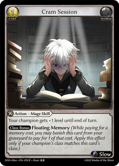 Cram Session (DOA Alter) #078 Common (Lightly Played) Dawn of Ashes Alter Edition Grand Archive TCG: 2023