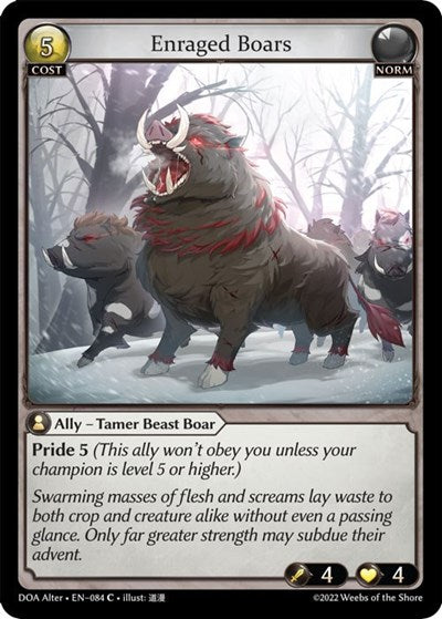 Enraged Boars (DOA Alter) #084 Common (Lightly Played) Dawn of Ashes Alter Edition Grand Archive TCG: 2023