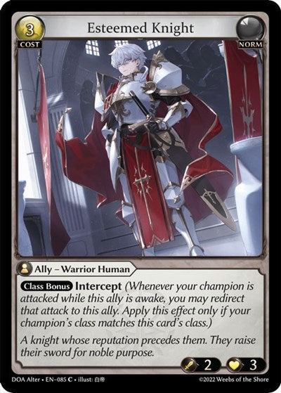 Esteemed Knight (DOA Alter) #085 Common (Lightly Played) Dawn of Ashes Alter Edition Grand Archive TCG: 2023