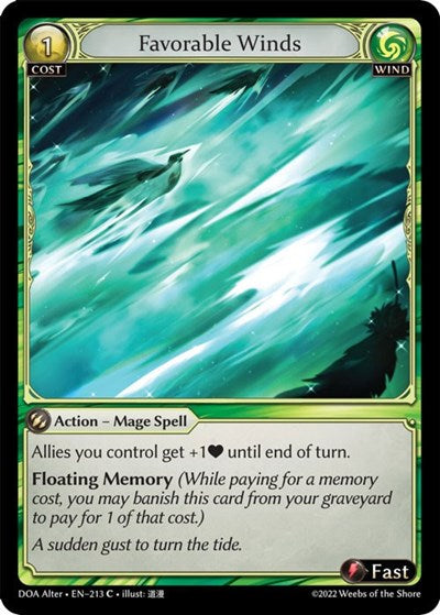Favorable Winds (DOA Alter) #213 Common (Lightly Played) Dawn of Ashes Alter Edition Grand Archive TCG: 2023