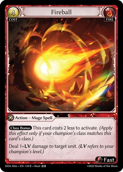 Fireball (DOA Alter) #134 Common (Lightly Played) Dawn of Ashes Alter Edition Grand Archive TCG: 2023