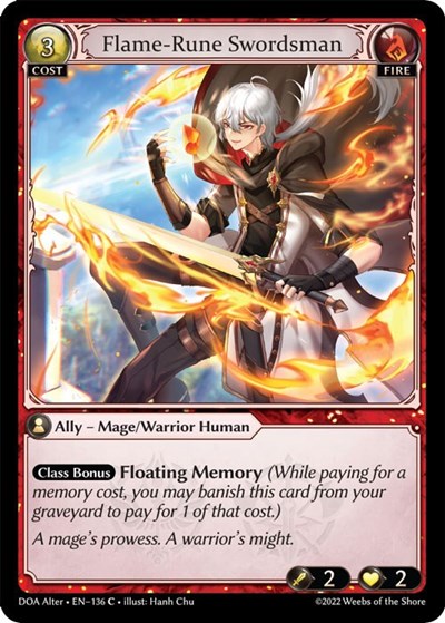Flame-Rune Swordsman (DOA Alter) #136 Common (Lightly Played) Dawn of Ashes Alter Edition Grand Archive TCG: 2023
