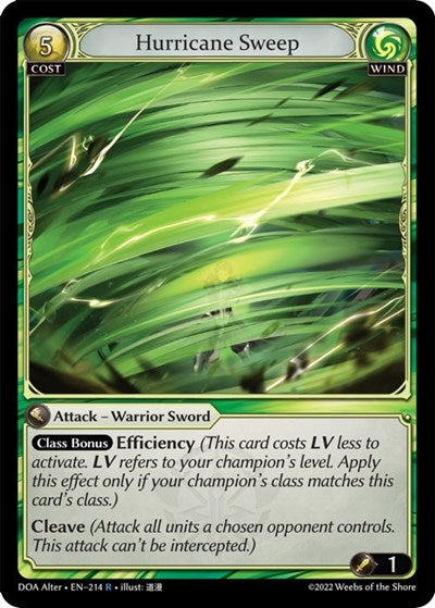 Hurricane Sweep (DOA Alter) #214 Rare (Lightly Played) Dawn of Ashes Alter Edition Grand Archive TCG: 2023