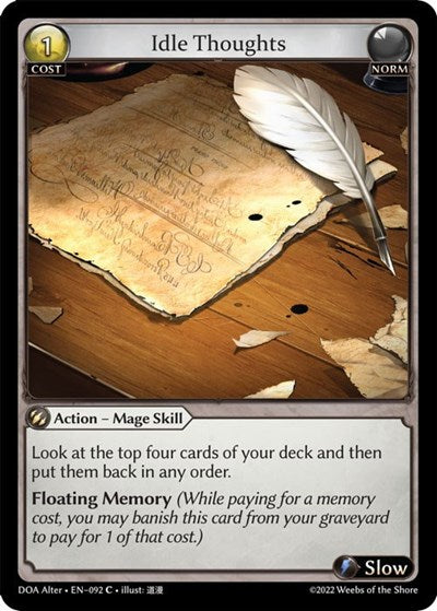 Idle Thoughts (DOA Alter) #092 Common (Lightly Played) Dawn of Ashes Alter Edition Grand Archive TCG: 2023