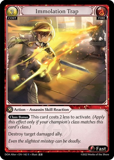 Immolation Trap (DOA Alter) #142 Rare (Lightly Played) Dawn of Ashes Alter Edition Grand Archive TCG: 2023