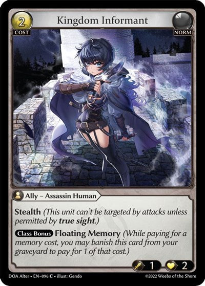 Kingdom Informant (DOA Alter) #096 Common (Lightly Played) Dawn of Ashes Alter Edition Grand Archive TCG: 2023