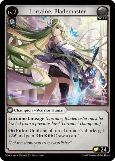Lorraine, Blademaster (DOA Alter) #005 Common (Lightly Played) Dawn of Ashes Alter Edition Grand Archive TCG: 2023