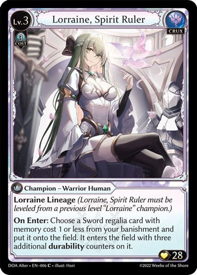 Lorraine, Spirit Ruler (DOA Alter) #006 Common (Lightly Played) Dawn of Ashes Alter Edition Grand Archive TCG: 2023