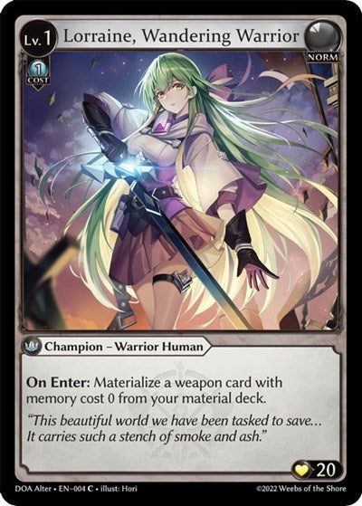 Lorraine, Wandering Warrior (DOA Alter) #004 Common (Lightly Played) Dawn of Ashes Alter Edition Grand Archive TCG: 2023