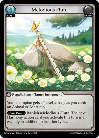 Melodious Flute (DOA Alter) #043 Uncommon (Lightly Played) Dawn of Ashes Alter Edition Grand Archive TCG: 2023