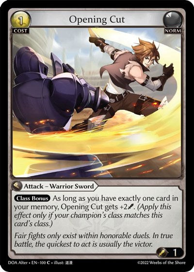 Opening Cut (DOA Alter) #100 Common (Lightly Played) Dawn of Ashes Alter Edition Grand Archive TCG: 2023