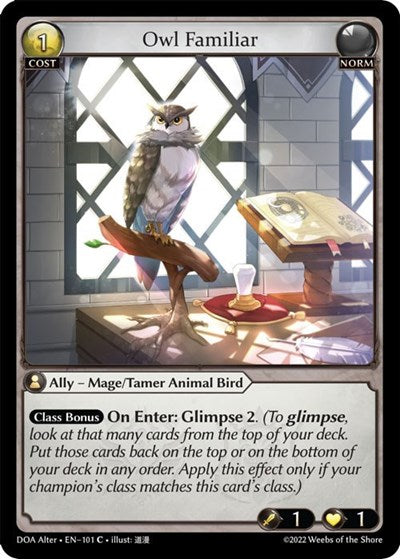 Owl Familiar (DOA Alter) #101 Common (Lightly Played) Dawn of Ashes Alter Edition Grand Archive TCG: 2023
