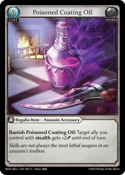 Poisoned Coating Oil (DOA Alter) #047 Rare (Near Mint) Dawn of Ashes Alter Edition Grand Archive TCG: 2023