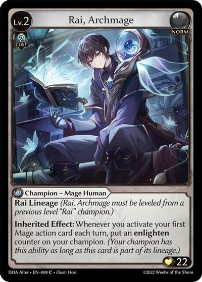 Rai, Archmage (DOA Alter) #008 Common (Lightly Played) Dawn of Ashes Alter Edition Grand Archive TCG: 2023