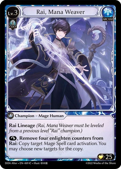 Rai, Mana Weaver (DOA Alter) #009 Common (Lightly Played) Dawn of Ashes Alter Edition Grand Archive TCG: 2023