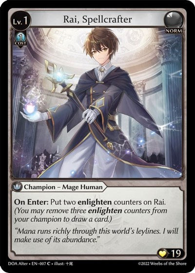 Rai, Spellcrafter (DOA Alter) #007 Common (Lightly Played) Dawn of Ashes Alter Edition Grand Archive TCG: 2023