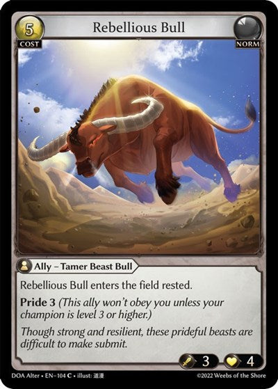 Rebellious Bull (DOA Alter) #104 Common (Lightly Played) Dawn of Ashes Alter Edition Grand Archive TCG: 2023