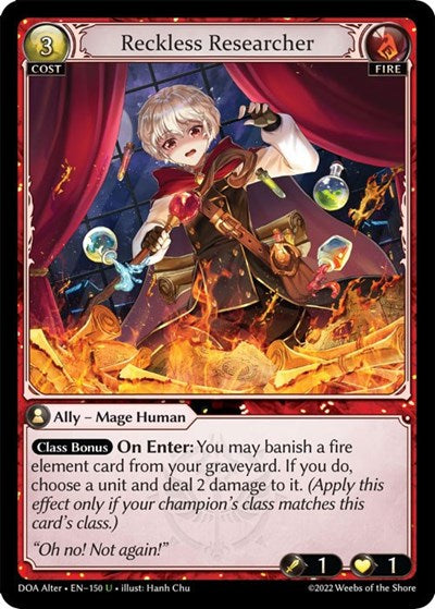 Reckless Researcher (DOA Alter) #150 Uncommon (Lightly Played) Dawn of Ashes Alter Edition Grand Archive TCG: 2023