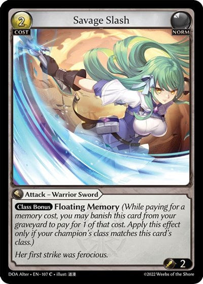 Savage Slash (DOA Alter) #107 Common (Lightly Played) Dawn of Ashes Alter Edition Grand Archive TCG: 2023