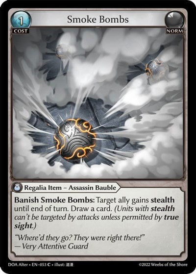 Smoke Bombs (DOA Alter) #053 Common (Lightly Played) Dawn of Ashes Alter Edition Grand Archive TCG: 2023