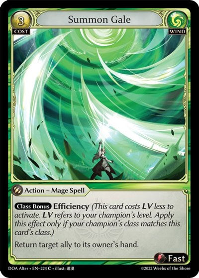 Summon Gale (DOA Alter) #224 Common (Lightly Played) Dawn of Ashes Alter Edition Grand Archive TCG: 2023