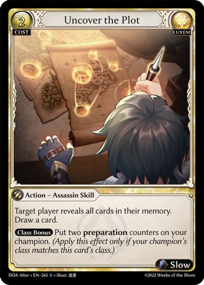 Uncover the Plot (DOA Alter) #265 Rare (Lightly Played) Dawn of Ashes Alter Edition Grand Archive TCG: 2023