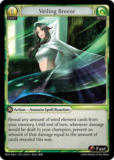 Veiling Breeze (DOA Alter) #229 Common (Lightly Played) Dawn of Ashes Alter Edition Grand Archive TCG: 2023